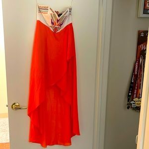 Aztec High Low Strapless Maxi Dress